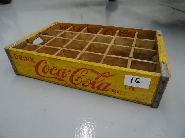 lot 16 image: Vintage wood Coca Cola pop bottle c...