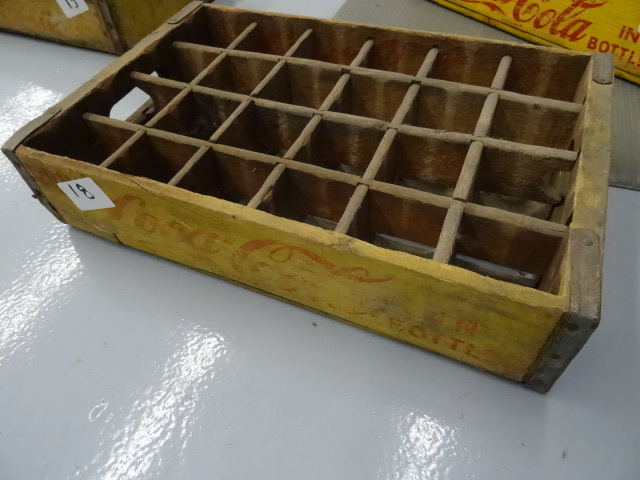 lot 18 image: Vintage wood Coca Cola pop bottle c...