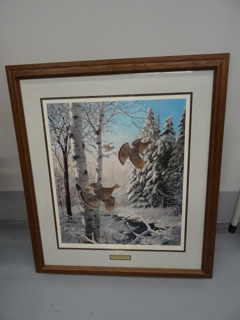 lot 35 image: Winter Wonder Ruffed Grouse print. ...