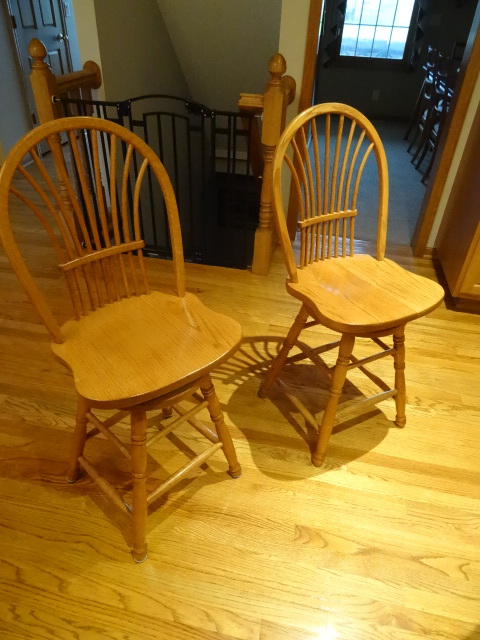 lot 80 image: 2 solid oak wood stools. 180 degree...