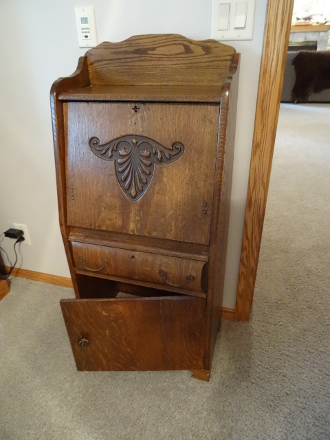 lot 99 image: Vintage mini secretary desk. Drawer...