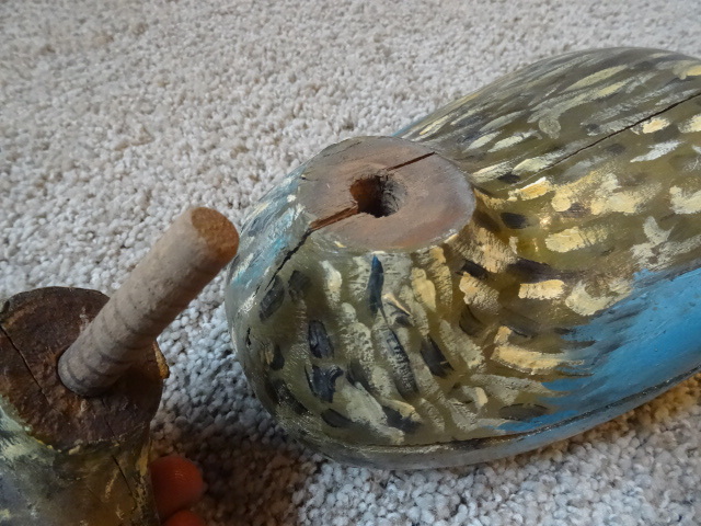 lot 103 image: Vintage hand carved duck decoy. ...