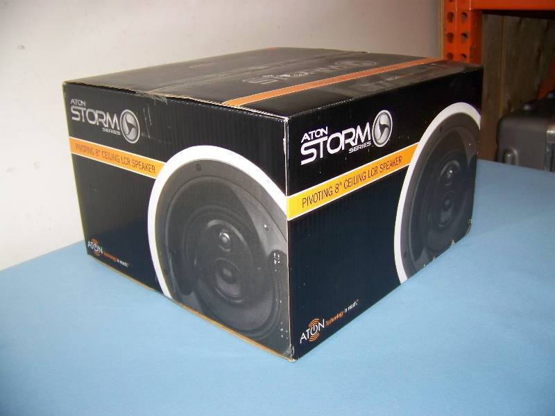 lot 56 image: Aton, Storm Series, Pivoting  Rotating, 8, In-Ceiling, 3-Way LCR Speaker - NEW in Original Box