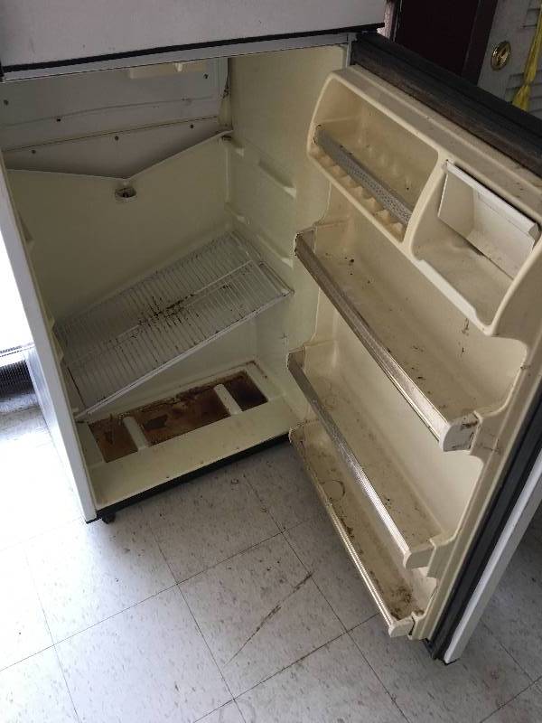 Garage fridge works but needs to be cleaned