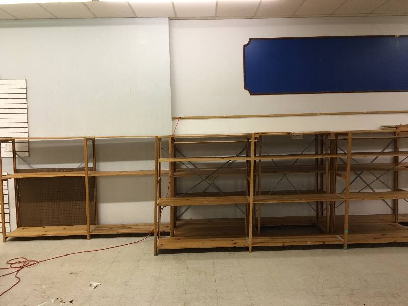115 feet of Backroom Storage Shelving  easily adjustable paid over $600
