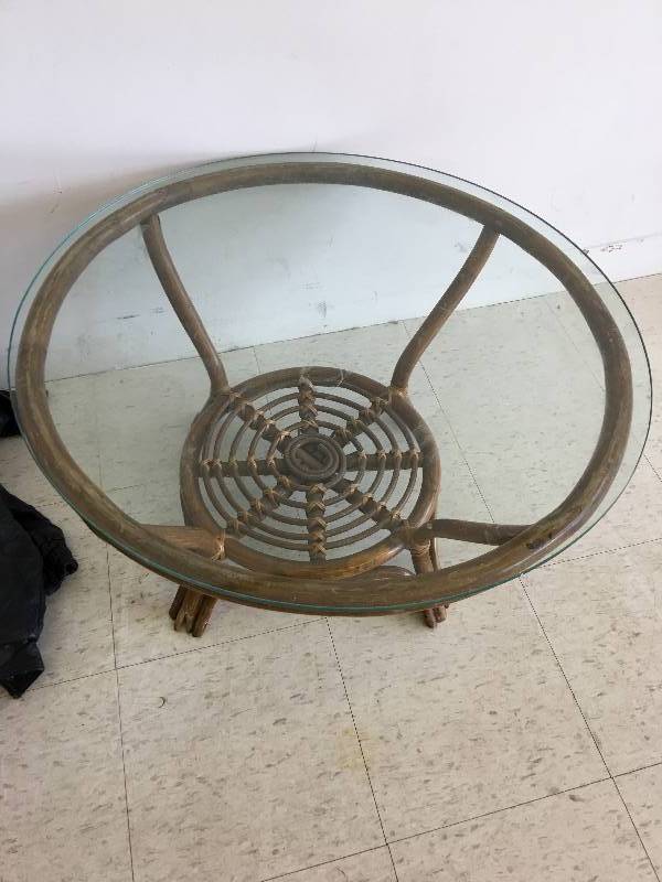 glass wicker table