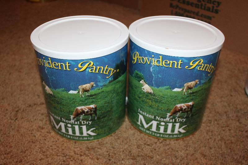 lot 32 image: Lot of (2) Cans of Provident Pantry Instant Nonfat Dry Milk