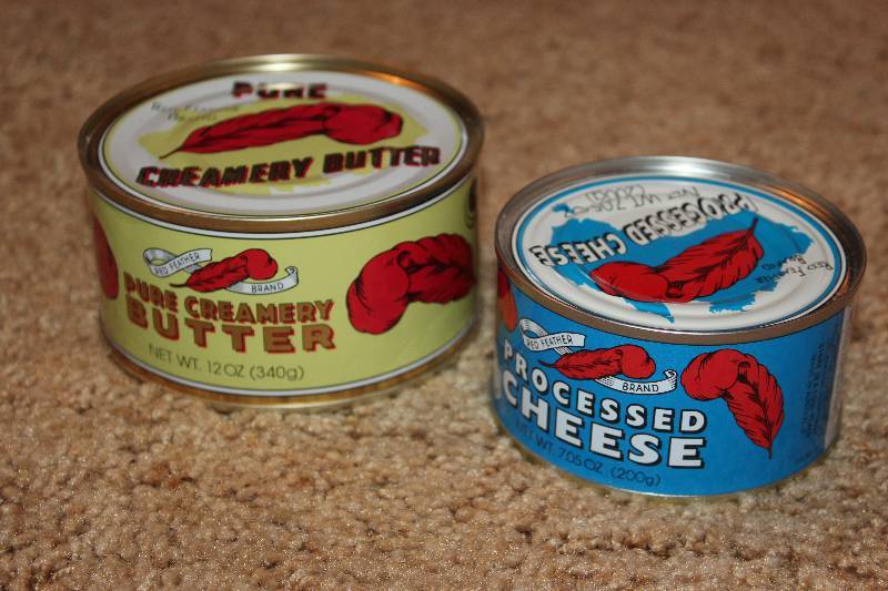 lot 45 image: Red Feather 12oz. Can Pure Creamery Butter, Processed Cheese