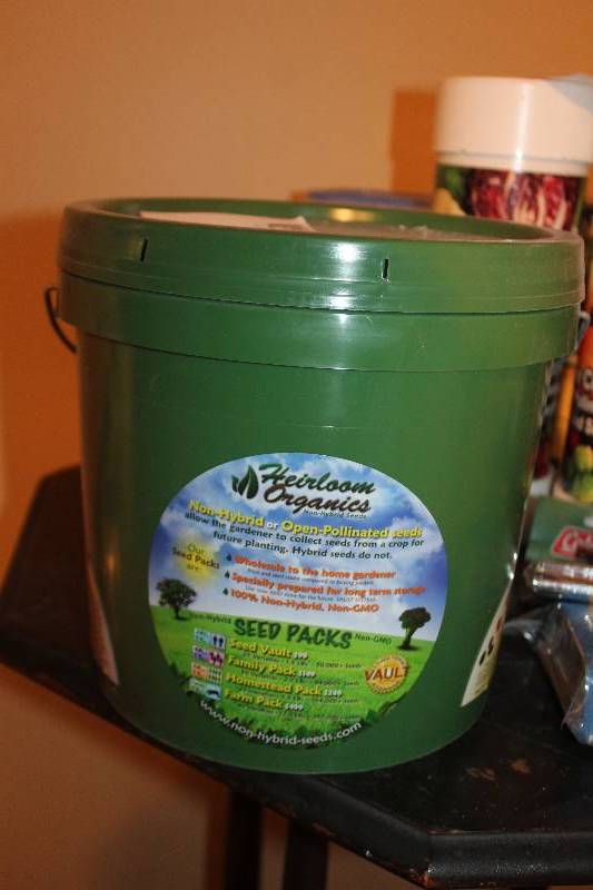 lot 47 image: Bucket of Heirloom Organics Non Hybrid Seed