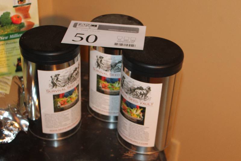 lot 50 image: Lot of (3) Survival Seed Vault Seed Bank