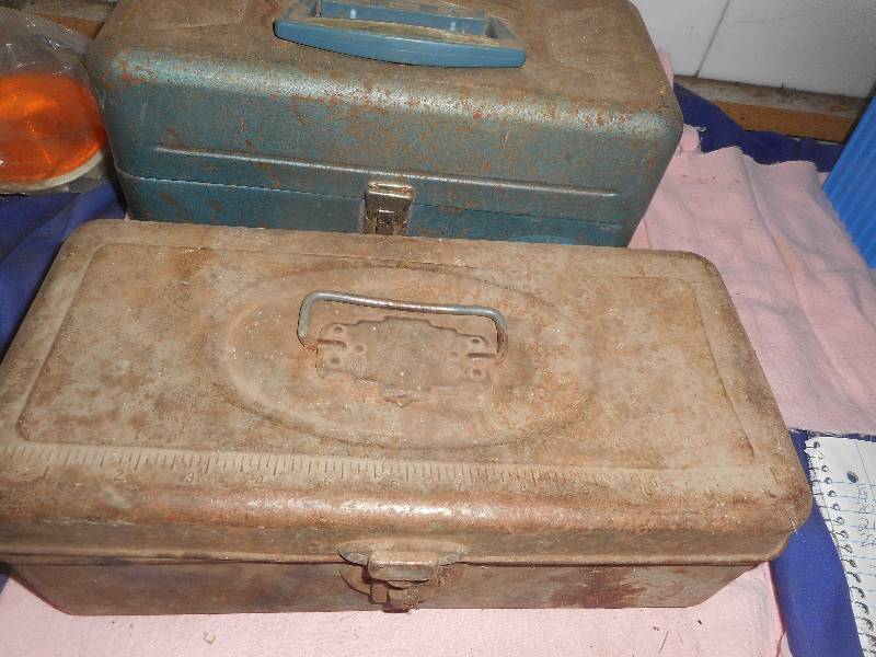 2 ANTIQUE METAL TACKLE BOXES