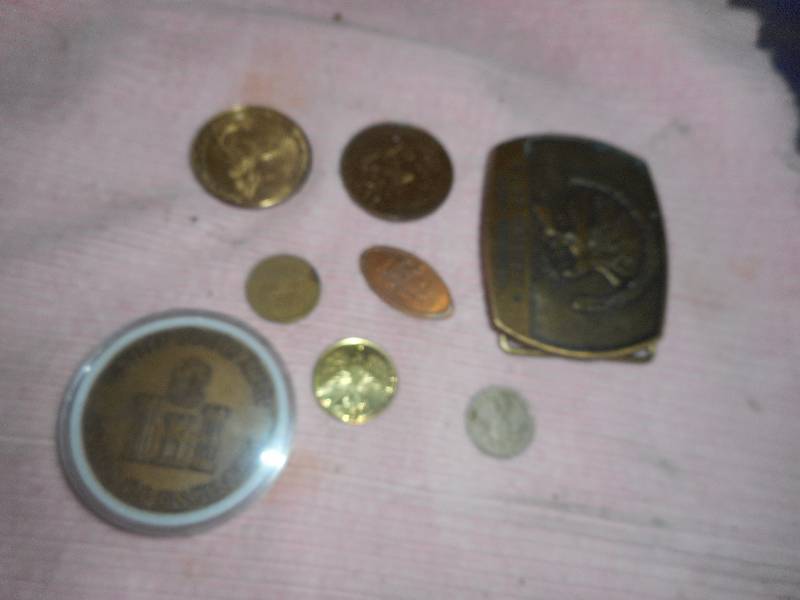 TOKENS AND A BELT BUCKLE