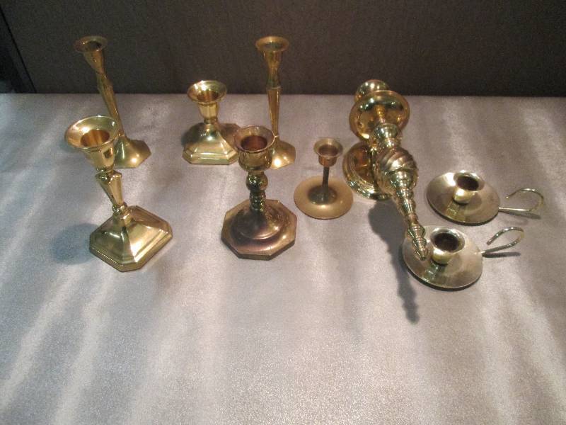 Lot of Assorted Brass Candleholders...