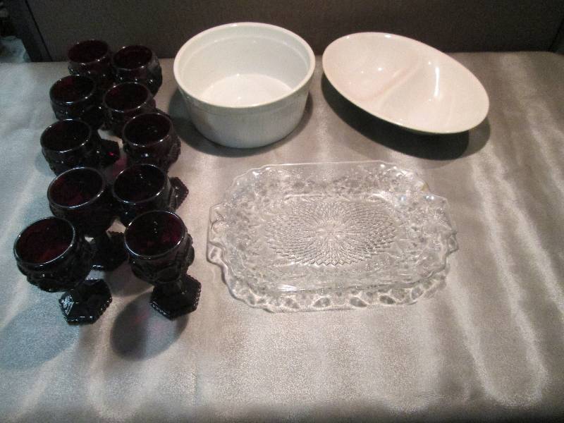 10 Red Avon Cordial Glasses, Baking...