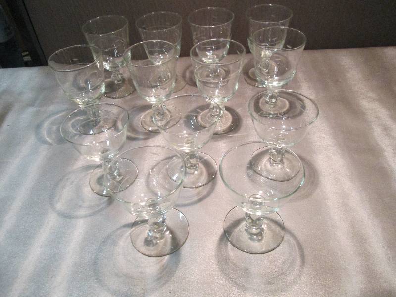 8 Etched Water Glasses, 5 Etched Sh...