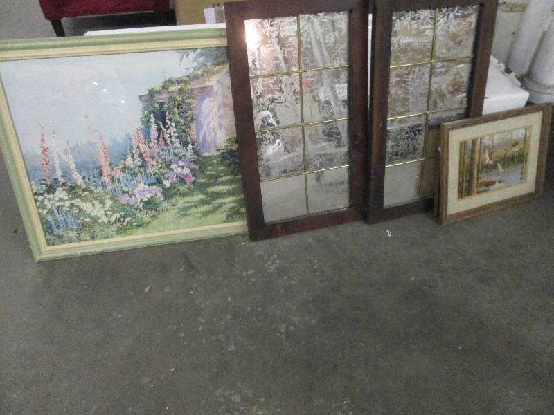 2 Framed Painted Mirrors, 2 Wall Ar...