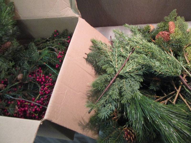 Box of Artificial Pine, Spruce & Be...