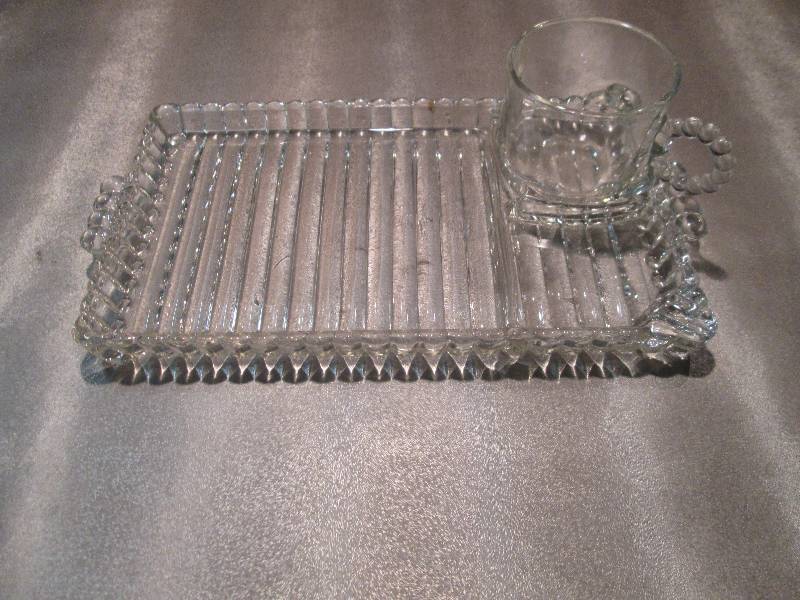 Lot of 10 Vintage Glass Snack Sets...