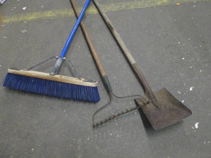 Push Broom, Metal Rake & Square Sho...