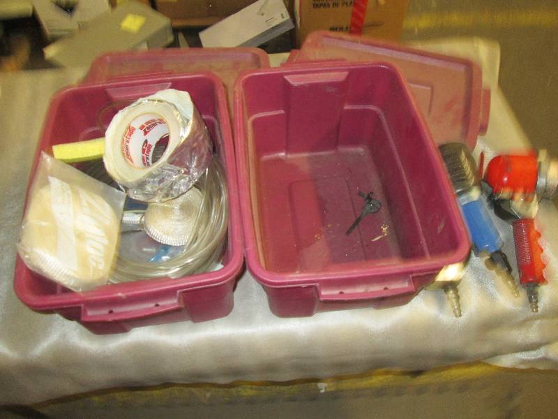 2 Small Rubbermaid Totes with conte...