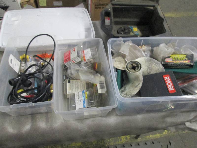 3 Storage Containers with contents,...