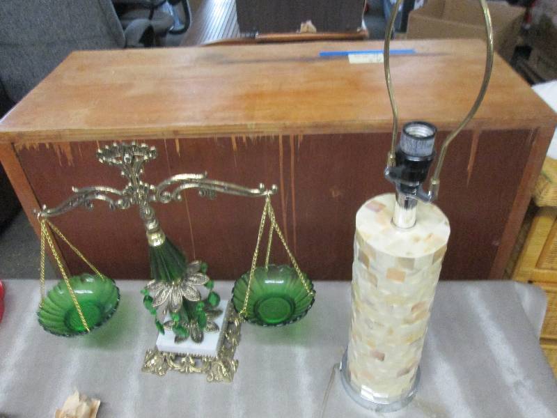 Green Glass Dcor, Ceramic Lamp...