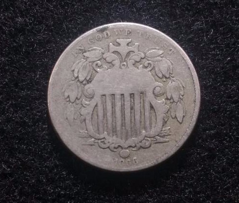 1866 Shield Nickel w Rays