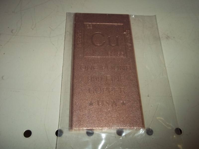 lot 41 image: One pound .999 fine copper United States bar