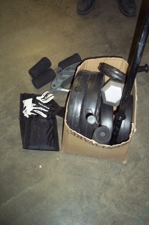 lot 136 image: Free Weights and Bar with Gloves