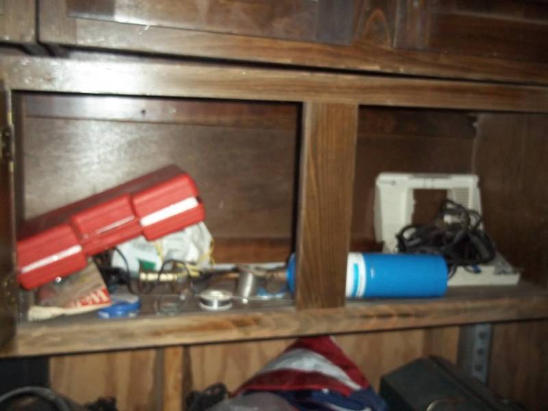lot 46 image: Shelf of misc tools including new soldiering gun