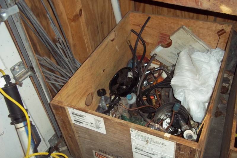 lot 86 image: Wood Crate with misc regulators and plumbing includes ready rods