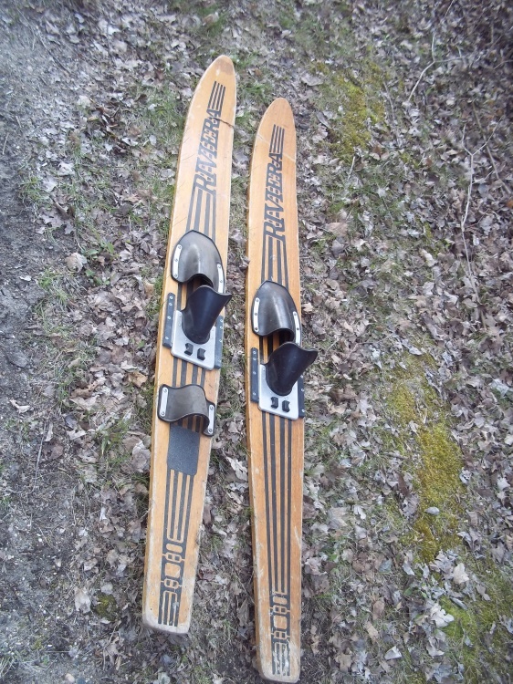 lot 232 image: Pair of adult wood skis