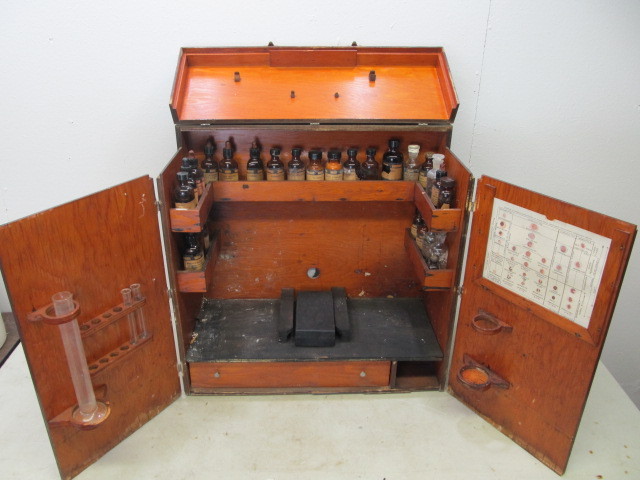 lot 60 image: Antique Medical Laboratory Chemical Cabinet