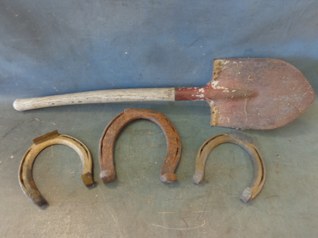 lot 133 image: Shovel and Horse Shoes