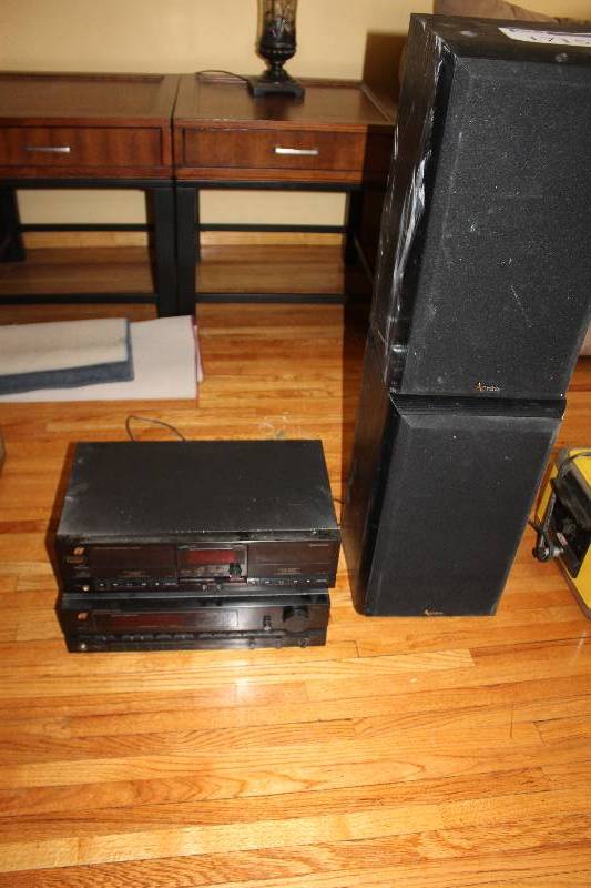 lot 1715 image: Sansui Stereo Receiver w Stereo Double Cassette Deck, Infinity Speakers