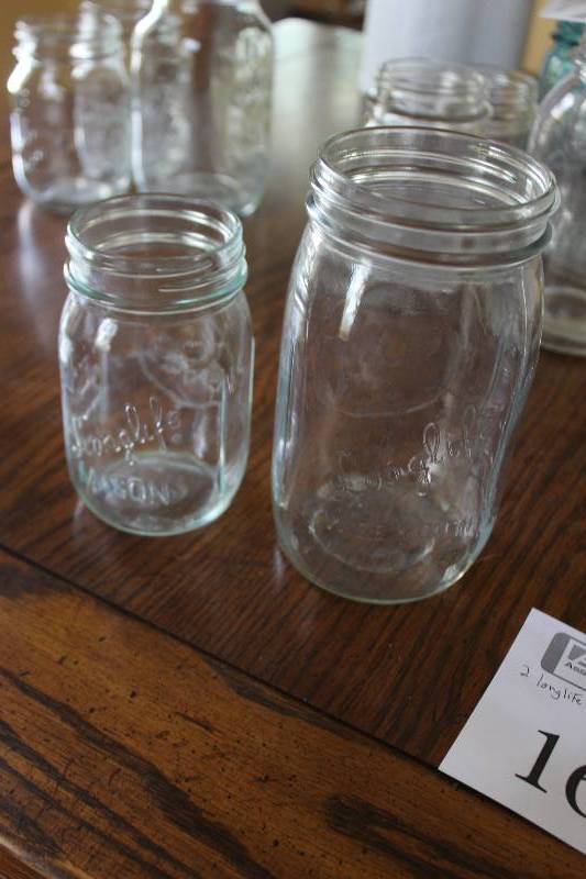 lot 1619 image: Lot of (2) Longlife Mason Glass Jars