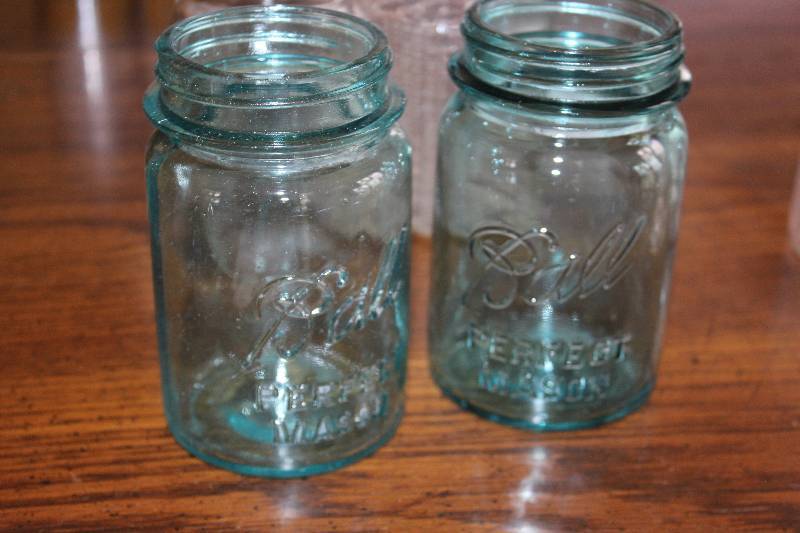 lot 1617 image: Lot of (2) Blue Ball Glass Jars