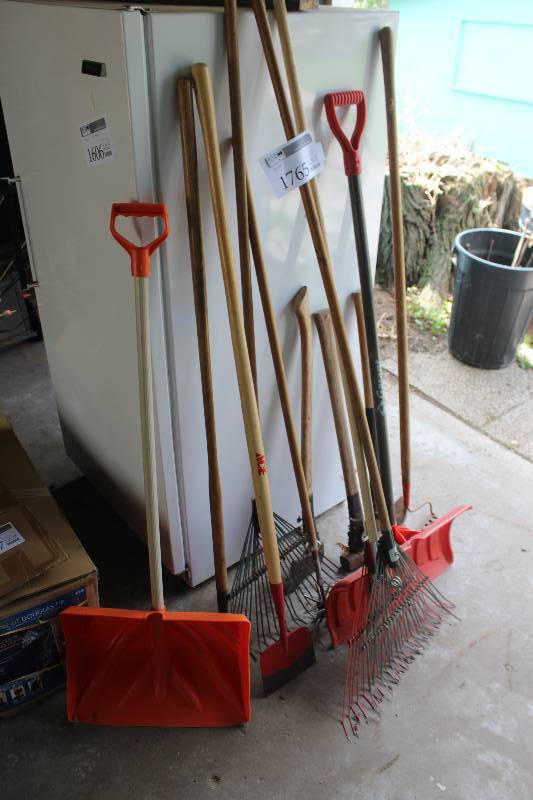 lot 1765 image: Yard Tools Includes Shovels, Rakes, And More