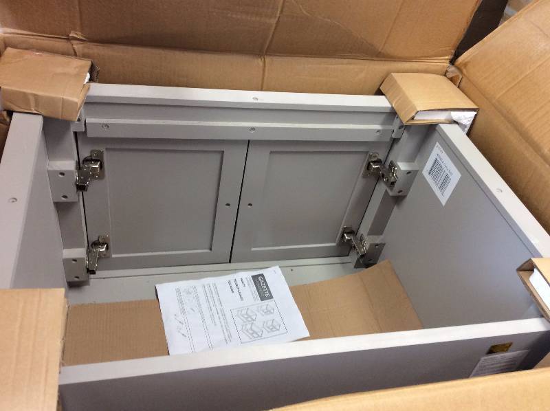 lot 1 image: Home Decorators Collection Gazette 30 in. W Vanity Cabinet Only in Grey Model#  GAGA3022  open box never used