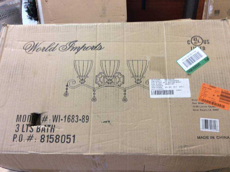lot 10 image: World Imports Avila Collection 3-Light Bronze Bath Bar Light Model # WI168389 open box never used