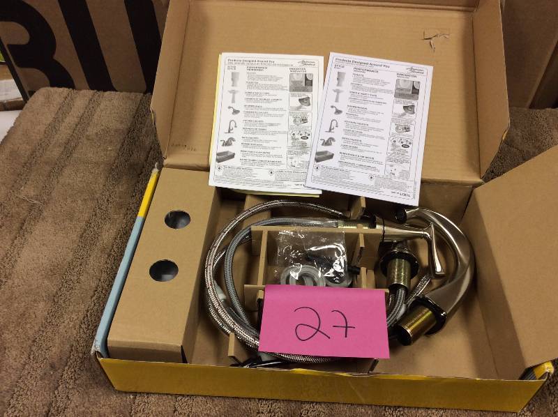 lot 27 image: American Standard Chatfield 8 in. Widespread 2-Handle Bathroom Faucet in Brushed Nickel Model # 7413801.295