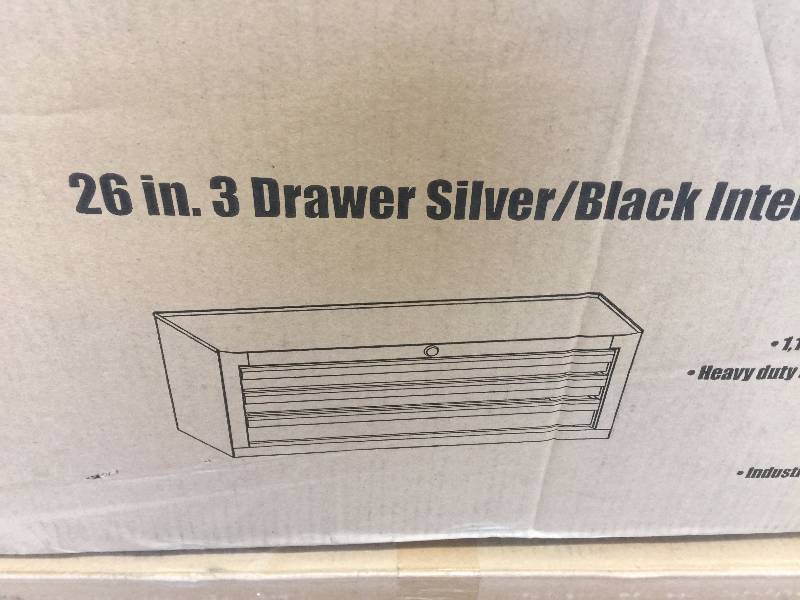 lot 60 image: WEN 26 in. 3-Drawer Intermediate Chest, Powder Coat Black open box never used