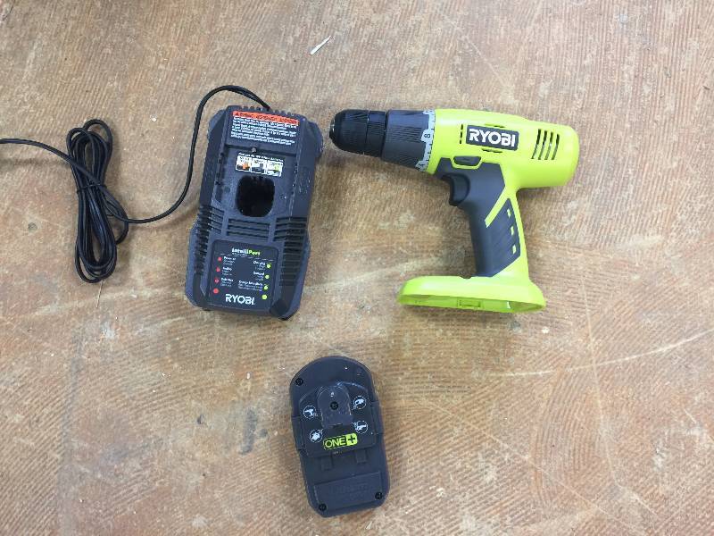 lot 66 image: Ryobi ONE 18-Volt Lithium-Ion Starter Drill Kit Model#  P1810  in working conditions