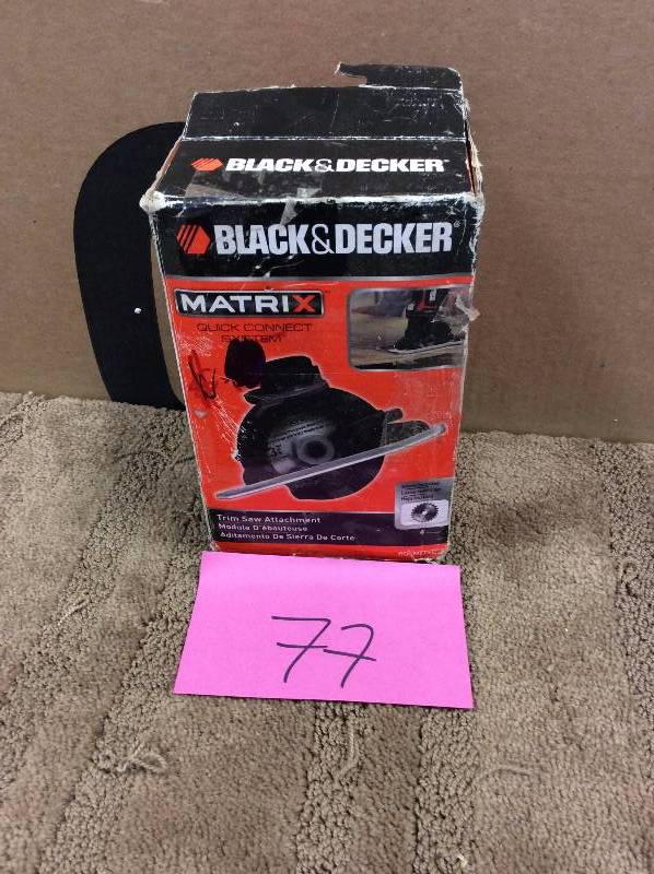 lot 77 image: BLACKDECKER Trim Saw Multi-Tool Attachment open box never used