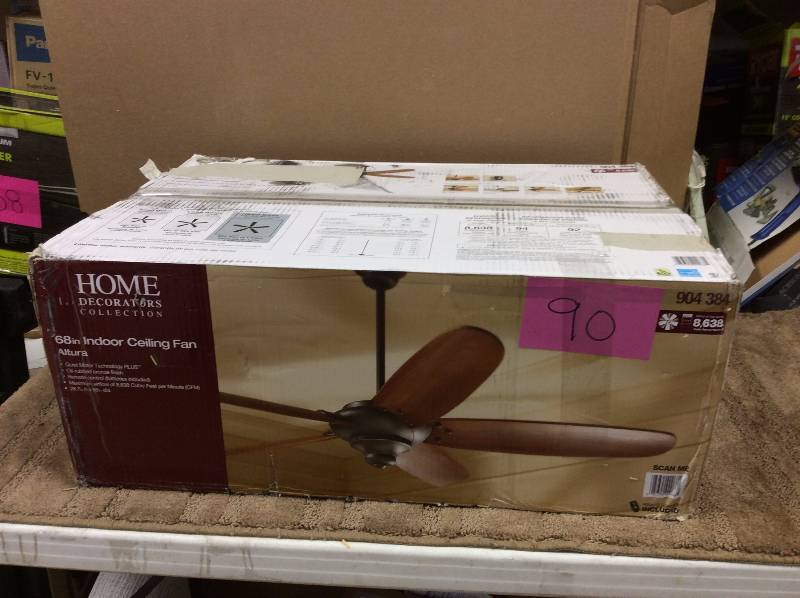 lot 90 image: Home Decorators Collection Altura 68 in. Oil Rubbed Bronze Ceiling Fan Model#  26668 open box never used