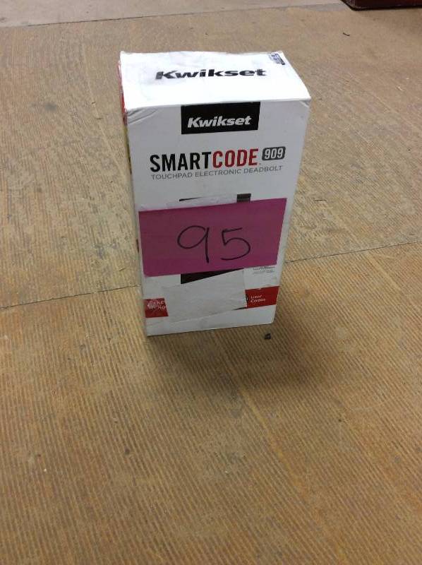 lot 95 image: Kwikset SmartCode 909 Single Cylinder Venetian Bronze Electronic Deadbolt Featuring SmartKey Model#  909 11P SMT CP SCR never used