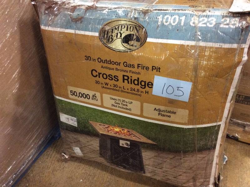 lot 105 image: Hampton Bay 50,000 BTU 30 in. Cross Ridge Outdoor Gas Fire Pit Table Patio Heater