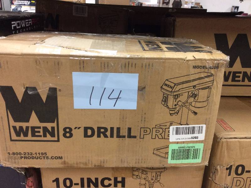 lot 114 image: WEN 8 in. 5-Speed Drill Press Model#  4208 open box never used