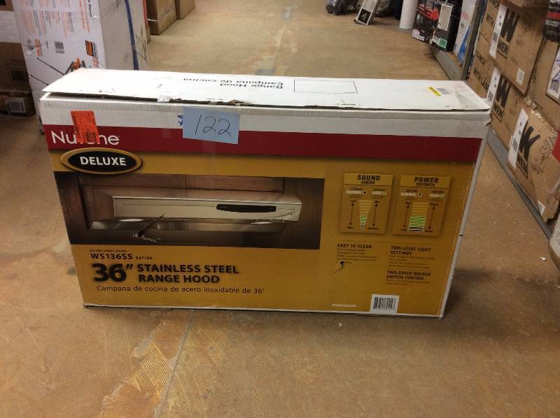 lot 122 image: NuTone Allure I Series 30 in. Convertible Range Hood in Stainless Steel Model#  WS130SS open box never used