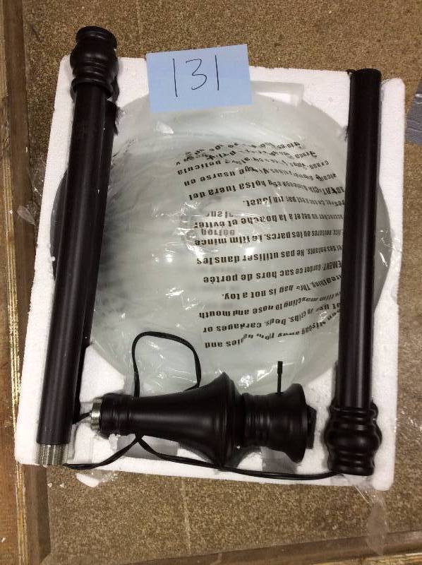 lot 131 image: 72.75 in. Bronze Floor Lamp with White Alabaster Shade